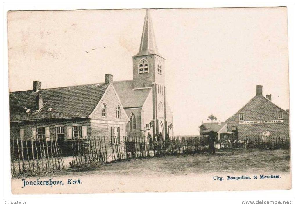 Oude Postkaart Jonckershove Kerk, Herherg Bij Ch De Bever (pk893) - Houthulst