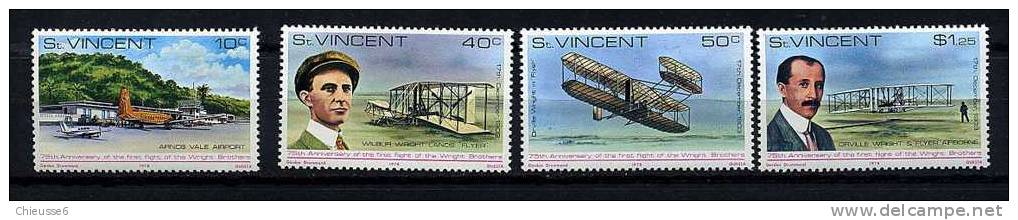 St Vincent ** N°  522 à 525 -  75e Ann. Du 1er Vol Des Frères Wright - St.Vincent (1979-...)