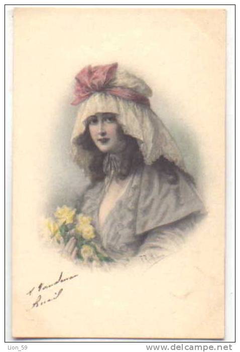 Austria Illustrator Raimund Ritter Wichera - Lady Roses Pc M. MUNK 569 Postcard / 064112 - Wichera