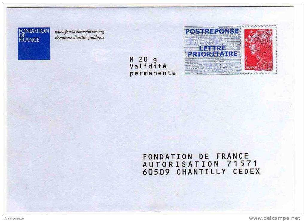 Entier Postal PAP Réponse POSTREPONSE Oise Chantilly Fondation De France Autorisation 71571 N° Au Dos: 08P528 - PAP: Antwort/Beaujard