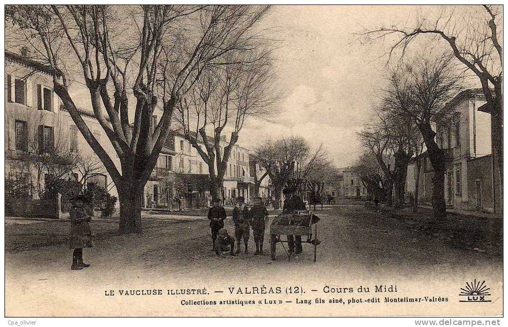84 VALREAS Cours Du Midi, Animée, Cachet 157è Régiment Infanterie, Ed Lang 12, Vaucluse Illustré, 1914 - Valreas