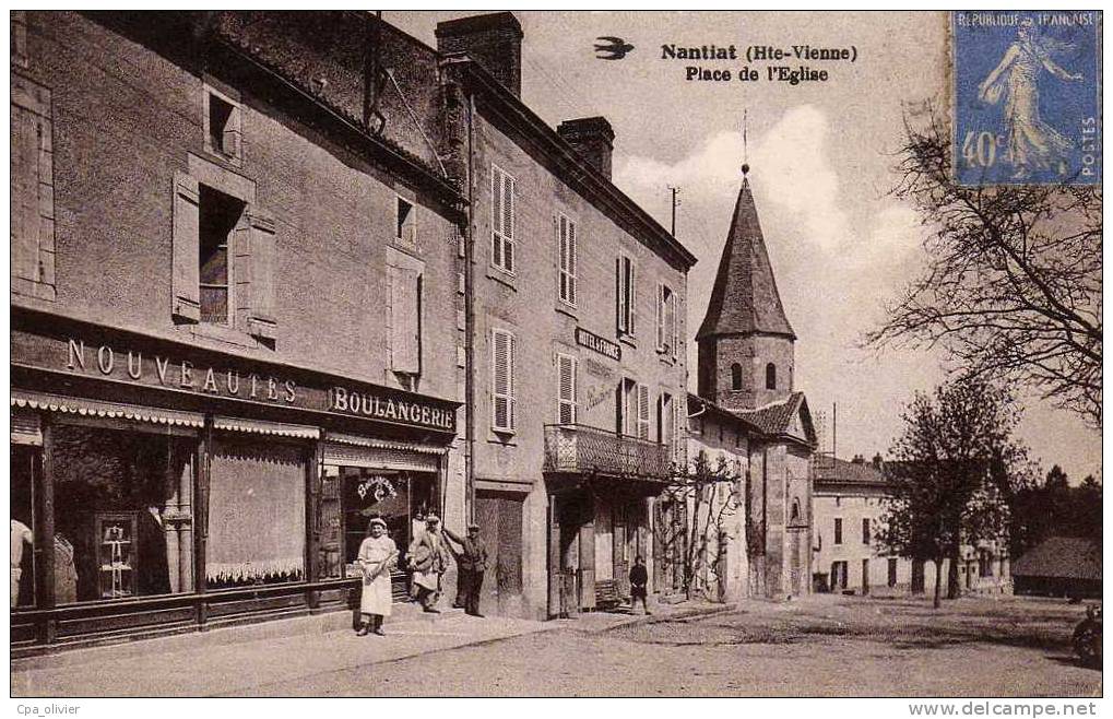 87 NANTIAT Place De L'Eglise, Animée, Commerces, Nouveautés, Boulangerie, Ed H, 193? - Nantiat