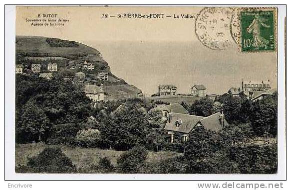 Cpa SAINT PIERRE EN PORT Le Vallon Dutot Souvenirs De Bains De Mer  761 -agence De Locations - Bolbec