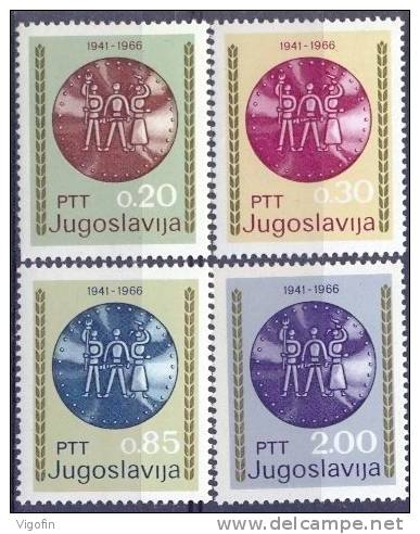 YU 1966-1179-82  25A°REVOLUTION, YUGOSLAVIA, 4v, MNH - Neufs