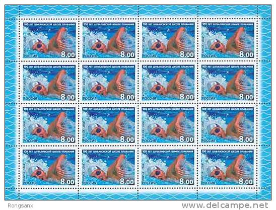 2008 RUSSIA Centenary Of Shuvalov’s Swiming School SHEETLET - Blocks & Sheetlets & Panes