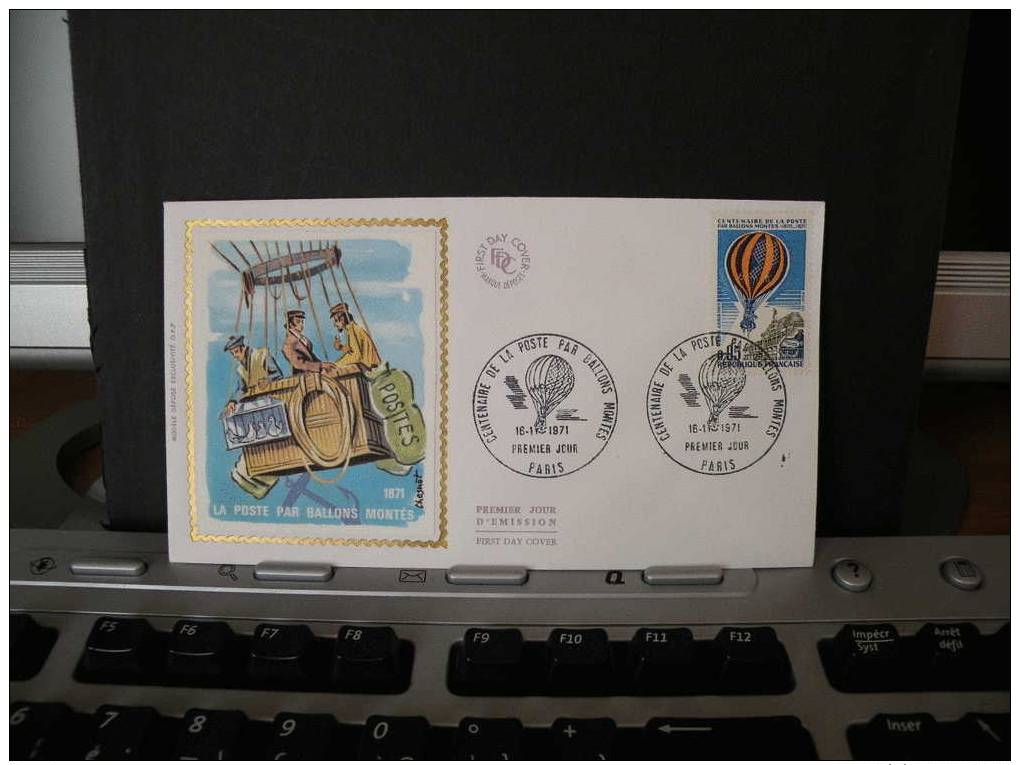 *1871 Centenaire Dela Poste Par Ballons Montés  .16.11.1971. FDC. Paris - 1970-1979