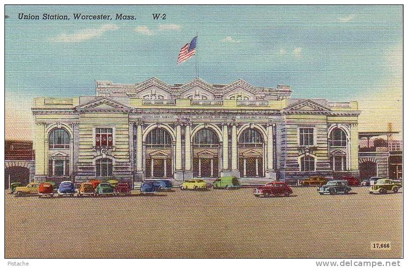Worcester Mass. - Union Station - Gare - Voitures Cars - 1940s - Non Circulée - Unused - Worcester