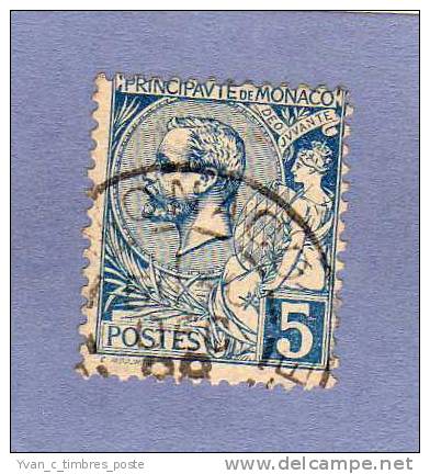 MONACO TIMBRE N° 13 OBLITERE PRINCE ALBERT 1ER 5C BLEU - Used Stamps