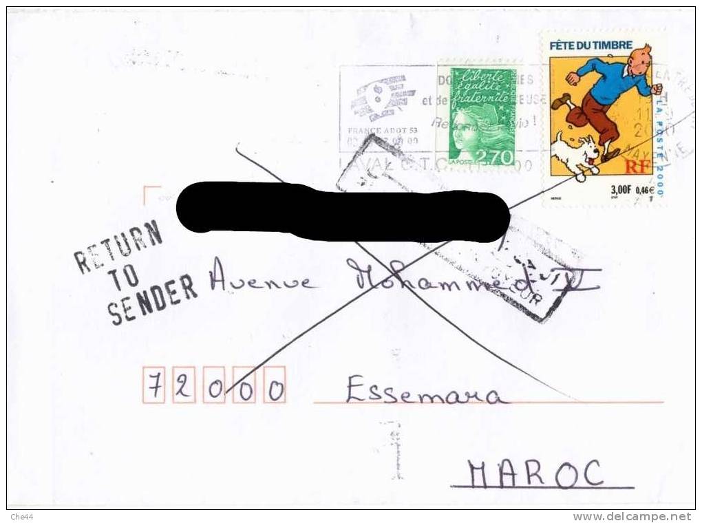 Lettre à Destination Du Maroc Retournée.  (Voir Commentaires) - Storia Postale