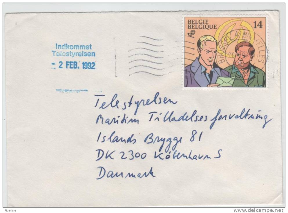 Belgium Cover Sent To Denmark 28-2-1992 - Lettres & Documents