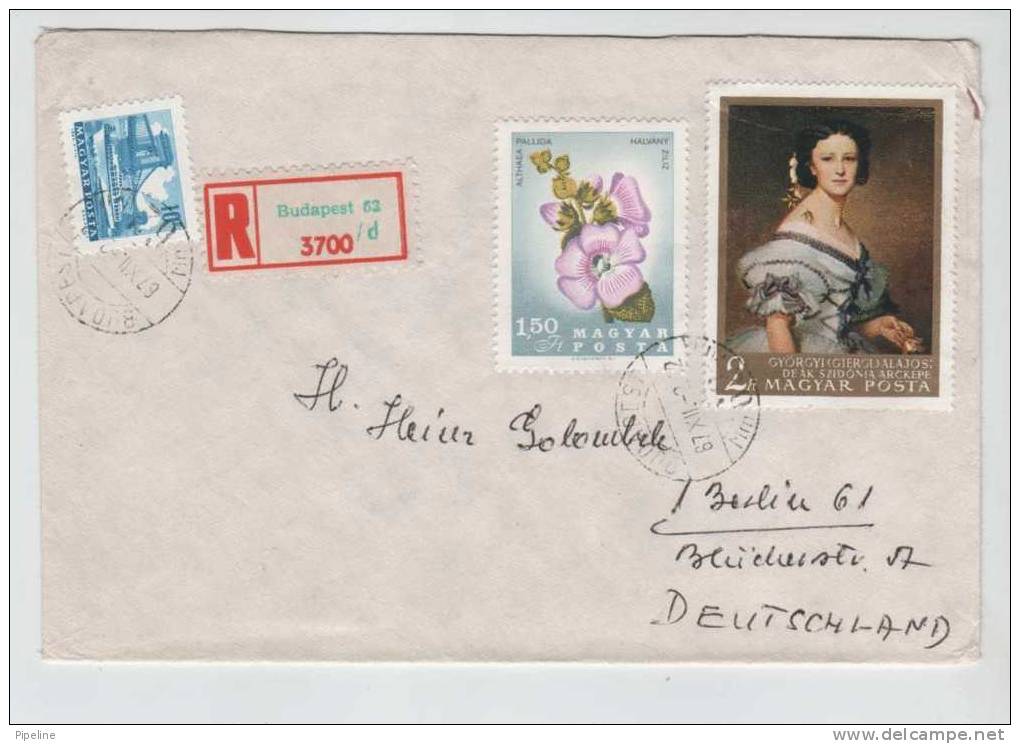 Hungary Registered Cover Sent To Germany 2-12-1967 With FLOWER & PAINTING Stamps - Briefe U. Dokumente