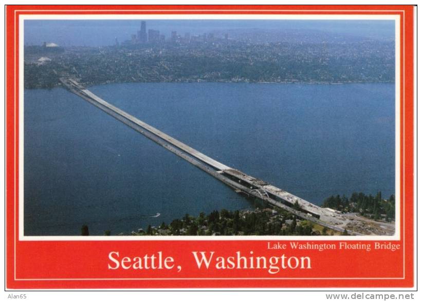 I-90 Floating Bridge Construction, Kingdome And Downtown Seattle Skyline On Postcard - Seattle