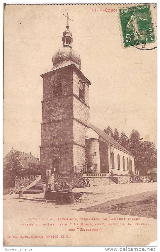 CPA Corcieux  L´Eglise Médaillon Laurent Pilade Rusticiade Rustauds 88 Vosges - Corcieux