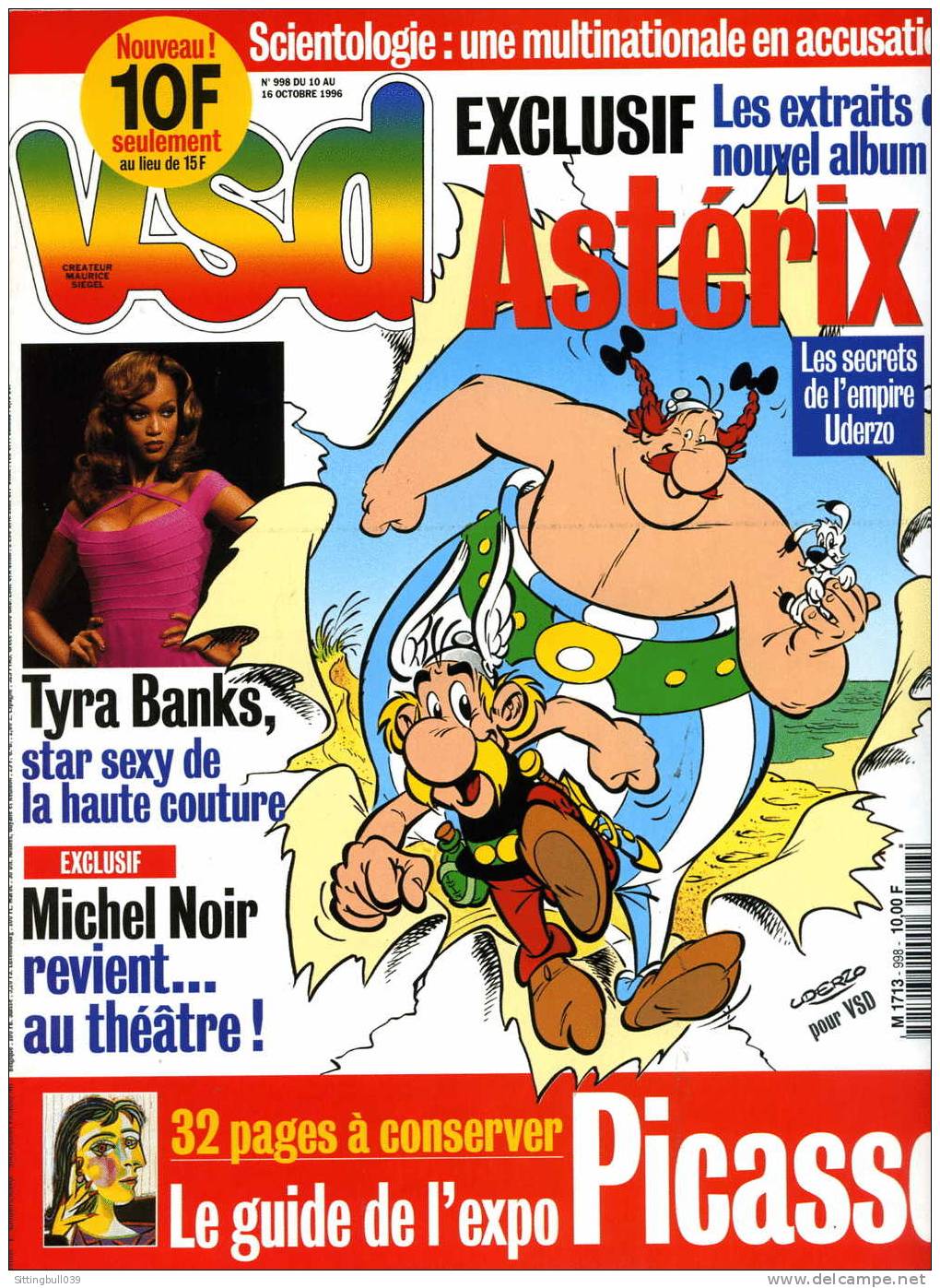 ASTERIX. DANS VSD N°998 D'OCT.1996 AVEC UN DESSIN INEDIT ET 5 PAGES INTERIEURES. - Astérix