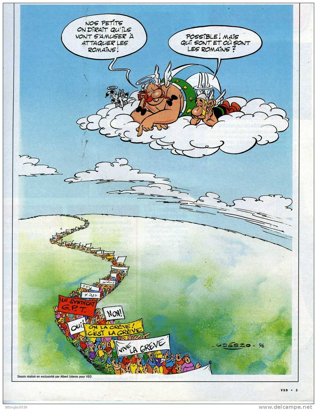 ASTERIX. DANS VSD N°998 D'OCT.1996 AVEC UN DESSIN INEDIT ET 5 PAGES INTERIEURES. - Astérix