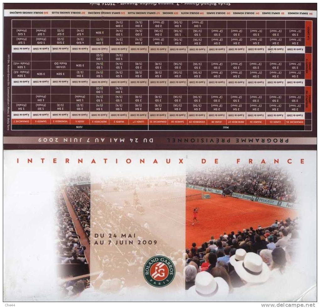 Pochette : Internationnaux De France Rolland Garros 2009. (Voir Commentaires) - Tennis