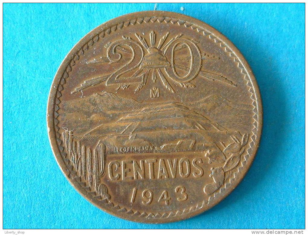 20 CENTAVOS 1943 /  KM 439 ! - Mexique