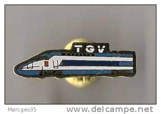 Pin's TGV Blanc Et Bleu,train,SNCF - TGV