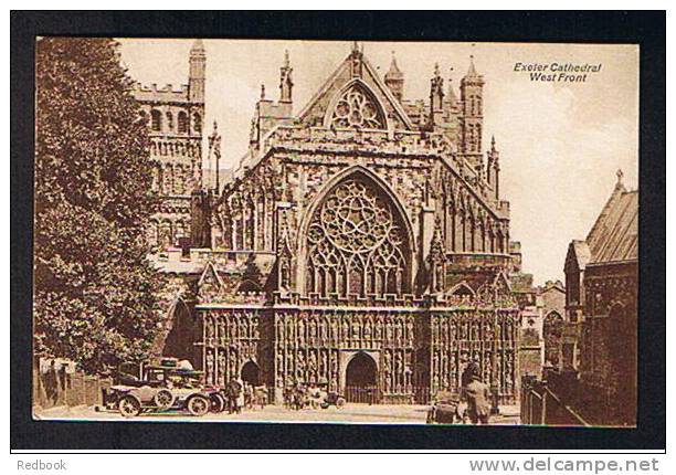 1928 Postcard Cars Outside Exeter Cathedral Devon - Ref 405 - Exeter