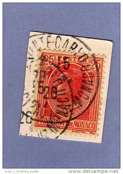 MONACO TIMBRE N° 81 OBLITERE SUR FRAGMENT PRINCE LOUIS II - Gebraucht