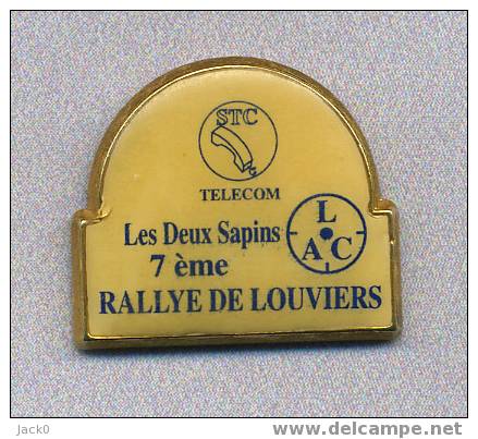 Pin´s  Sport  Automobile, S T C  TELECOM  Les  Deux  Sapins  7ème   RALLYE  DE  LOUVIERS  ( Peu Courant ) - Rallye