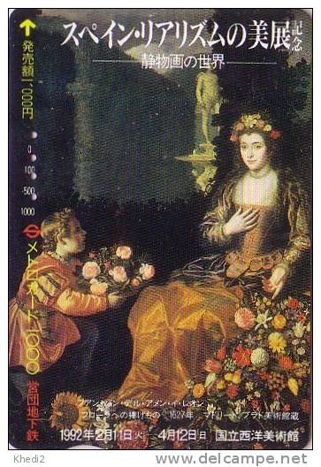 Carte Ancienne Japon - Peinture Espagnole /  VAN DER HAMEN Y LEON - Spain Realism Japan Painting Card Tournesol - Peinture
