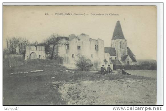 L 225 /   CPA    PICQUIGNY     (80)      LES RUINES DU CHATEAU - Picquigny