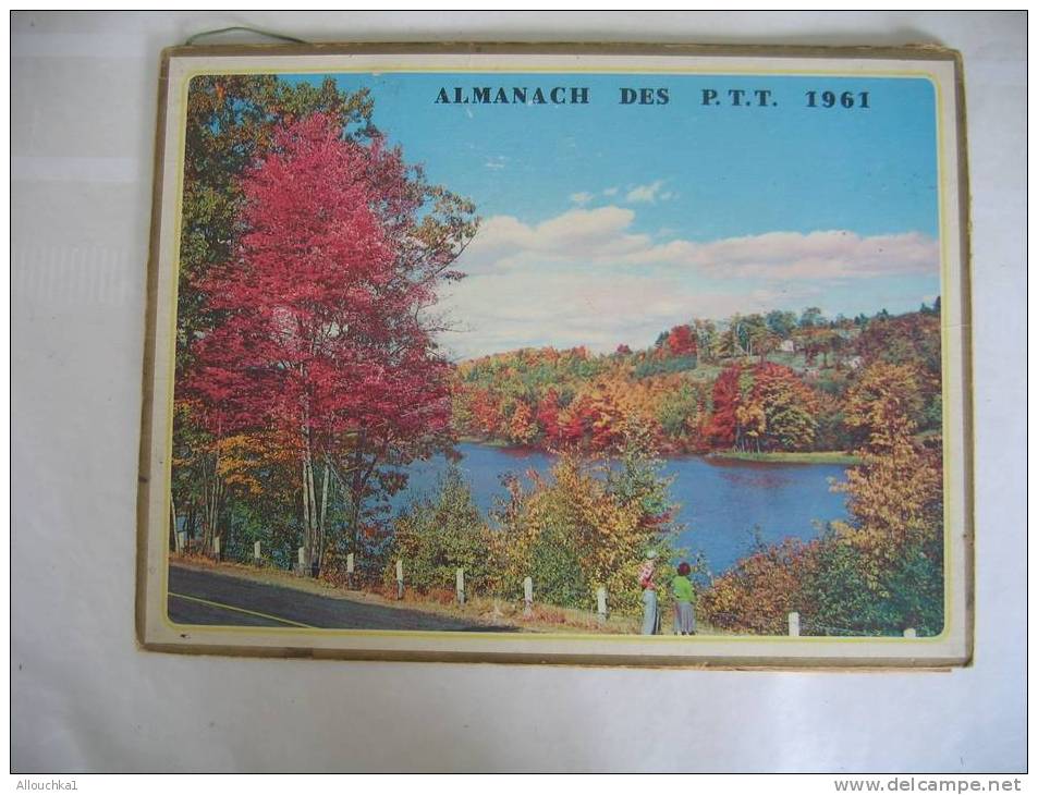 1961- CALENDRIER GRAND FORMAT DOUBLE - ALMANACH- PTT- - "LACS DE MONTAGNES A SITUER ? " PETITS VOILIERS  AUTOMNE - Big : 1961-70