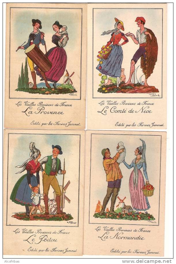 Theme Illustrateur Jean Droit  Lot 4 Cartes Nice Poitou Normandie Provence - Droit