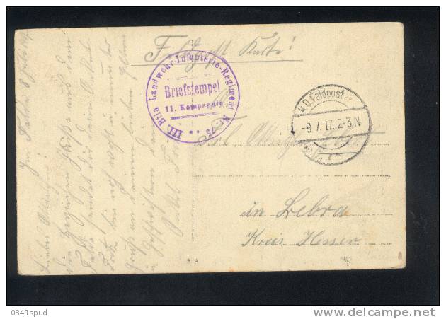 1917 Allemagne Guerre Guerra  War  14 18   Photo Carte  Feldpost Cachet Militaire - WW1