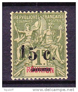 Réunion N° 55aBb      Neuf Sans Charniere   Sans Trait Sur L'ancienne Valeur + Petit 1 + 5 Brisé - Unused Stamps