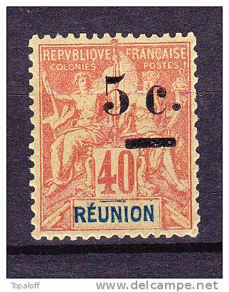 Réunion N°52aB  Neuf Charniere  Tb   Sans Trait Sur L'ancienne Valeur RARE - Gebruikt