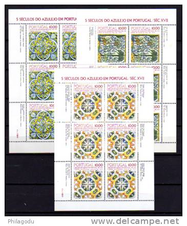 Portugal 1982, 5 Siècles D’Azulejo, N° 1536a, 1547a, 1554a** , Cote 24 €, ++  Sans Charnière ++ - Ungebraucht