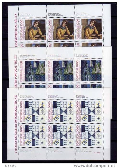 Portugal 1985, 5 Siècles D’Azulejo, N° 1627a, 1635a, 1650a** , Cote 24 €, ++  Sans Charnière ++ - Neufs