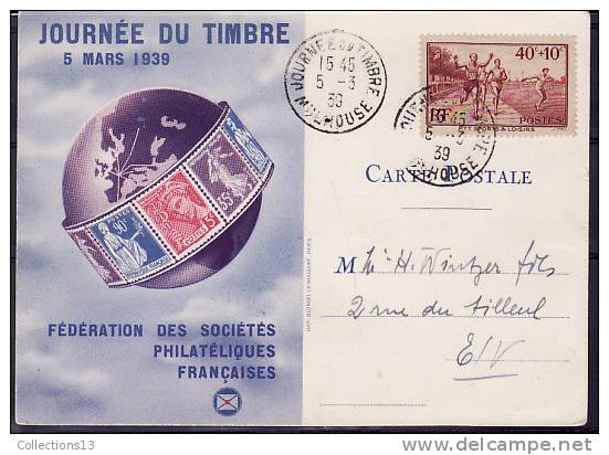 FRANCE - 346 Sur Carte 1er Jour "journée Du Timbre 5/3/1939 Mulhouse" - 1940-1949