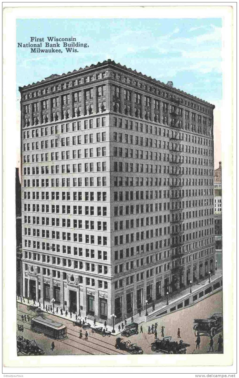 MILWAUKEE WIS : 5cp National Bank Building + Business Section + Monkey Island + Hotel Pfister + Northwetern Mutual Life - Milwaukee