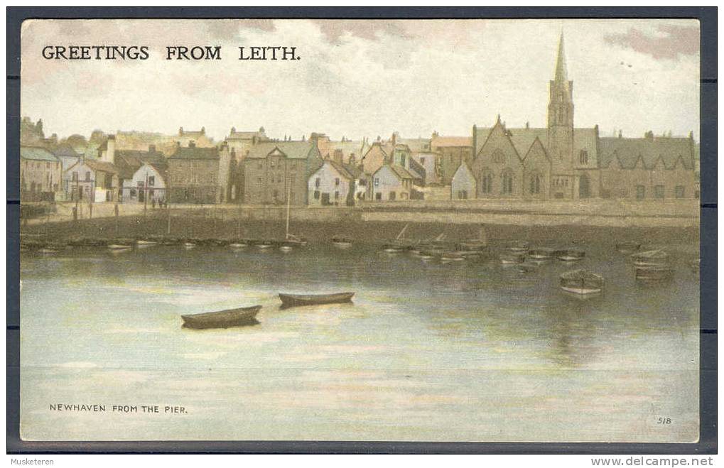 United Kingdom Scotland Greetings From LEITH Harbour Newhaven From The Pier Old Postcard Mint - Midlothian/ Edinburgh