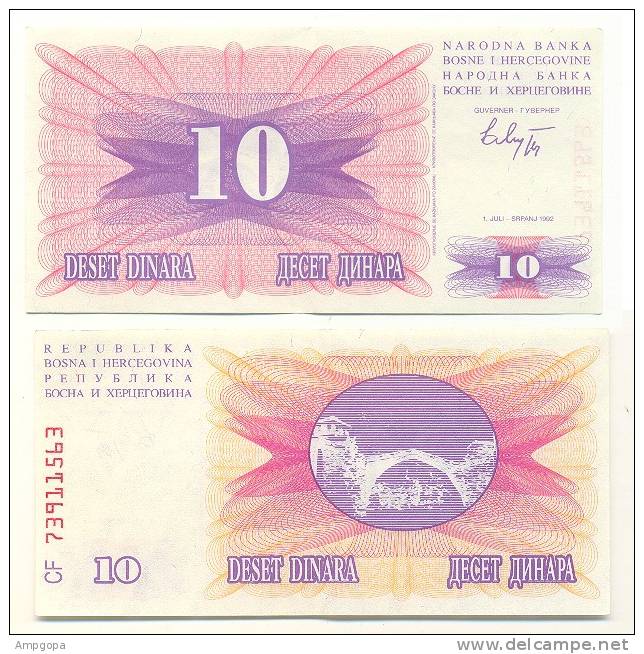 Bosnia 10 Dinara 1992 Pick-10-a UNC Ref 196-1 - Bosnia Y Herzegovina