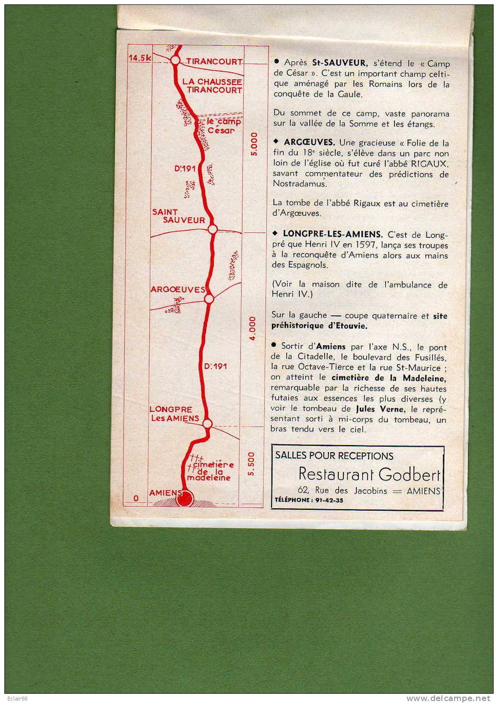 AMIENS   GUIDE DU SYNDICAT D'INITIATIVE   CIRCUIT  En 10 Pages Amiens Abbeville Aller Retour Année 1960 - Picardie - Nord-Pas-de-Calais