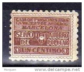 Sello Ahorro Popular. 1 Cto.  Cataño. Caja Pensiones Barcelona - Variétés & Curiosités