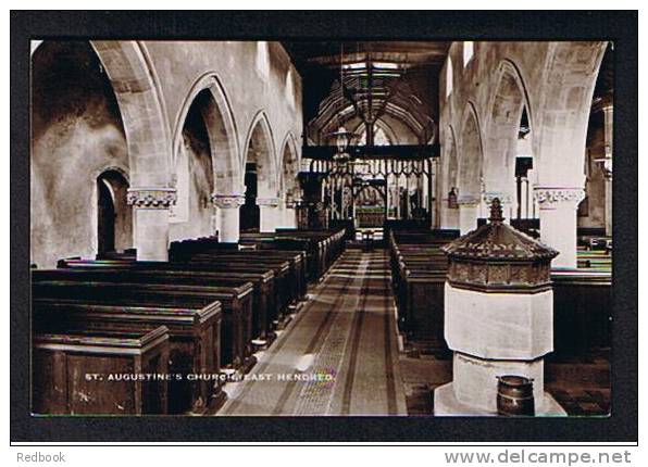 Real Photo Postcard Interior & Font St Augustine's Church East Hendred Near Wantage Berkshire Now Oxfordshire - Ref 407 - Autres & Non Classés