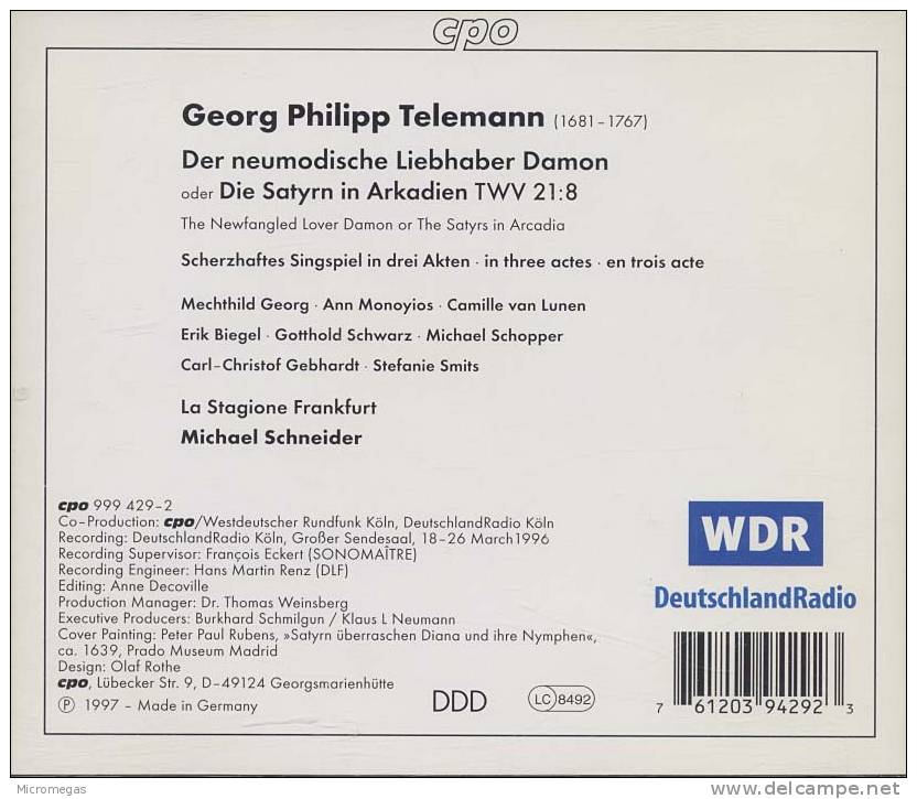 Telemann : Damon, Schneiderx - Opera