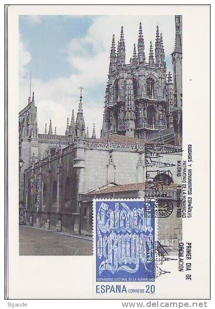 ESPAGNE Carte Maximum Num-Yvert 2593 PATRIMOINE MONDIAL  BURGOS CATHEDRALE - Cartes Maximum