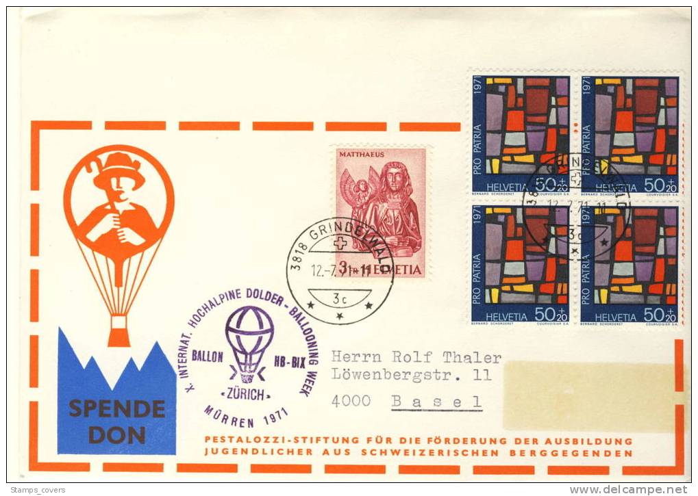 SWITZERLAND USED COVER 1971 BALLOON CANCELED BAR - Other (Air)