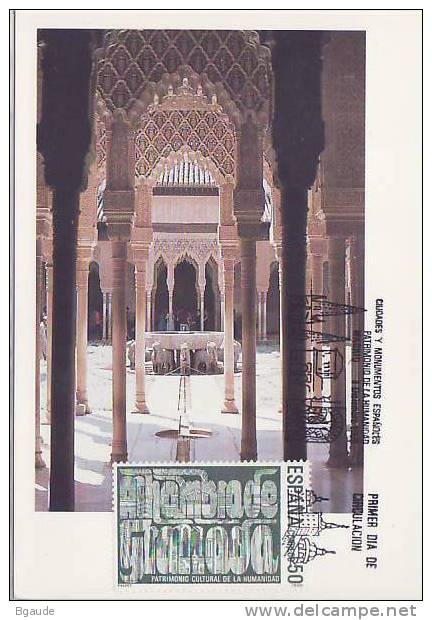 ESPAGNE Carte Maximum Num-Yvert 2595 PATRIMOINE MONDIAL   GRENADE - Cartes Maximum