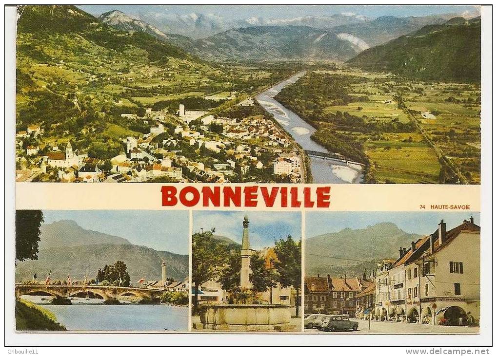 BONNEVILLE   -   * 4 VUES DE LA VILLE *  -  Editeur : COMBIER De Macon   N° C  74042. 000. 0007 - Bonneville