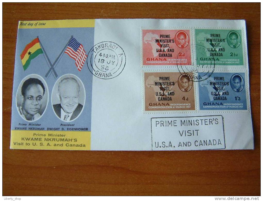 Prime Minister KWAME NKRUMAH´S Visit To U.S.A. And CANADA - First Day Of Issue !! - Ghana (1957-...)