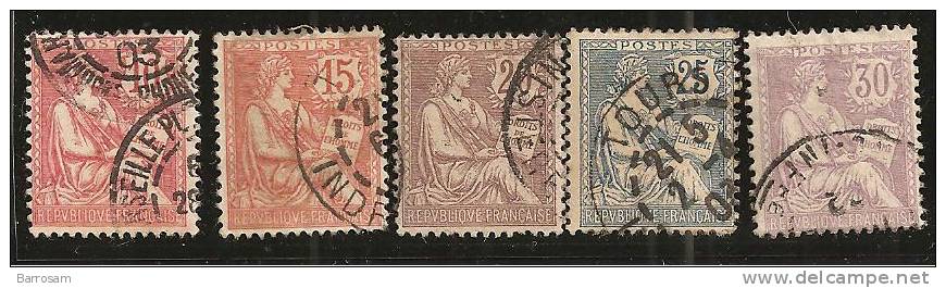 Frankreich1902: Yvert124-28 Used Cat.Value 37Euros($50) - Gebraucht