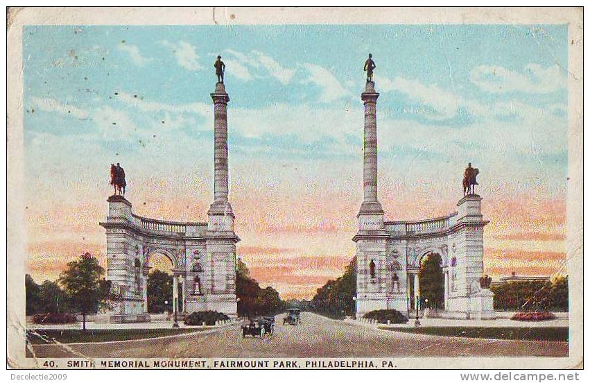 Z1005 USA Pennsylvania Philadelphia Smith Memorial Monument 1924 Miss Stamp Circulated - Philadelphia