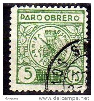 Viñeta BADAJOZ, Paro Obrero 5 Cts Verde Luminoso. - Spanish Civil War Labels